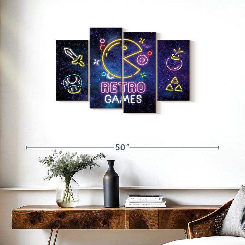 Keiraleigh Neon Retro Jeux, H 22 po x l 36 po