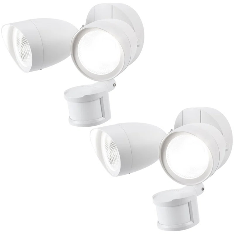LED Hardwired Sensor Security Spotlight Dusk to Dawn 5000K Daylight, White