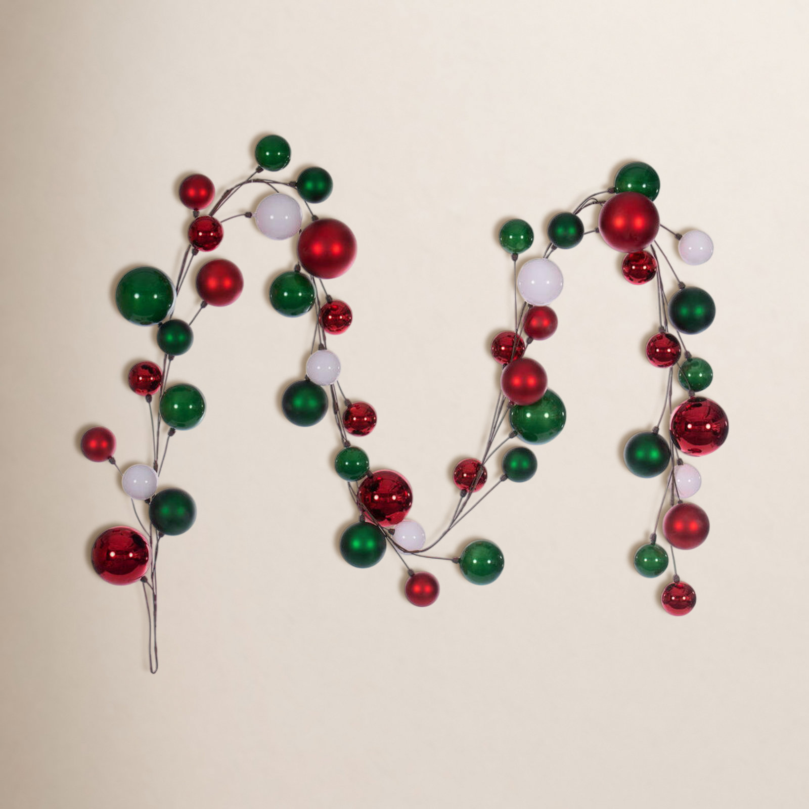 120'' in. Faux Garland, White/Red/Green
