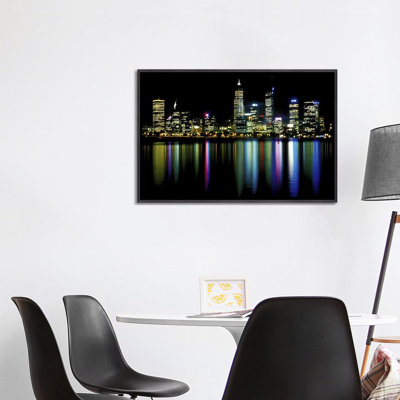 «Downtown City Lights - Reproduction de giclée sur toile tendue sur châssis