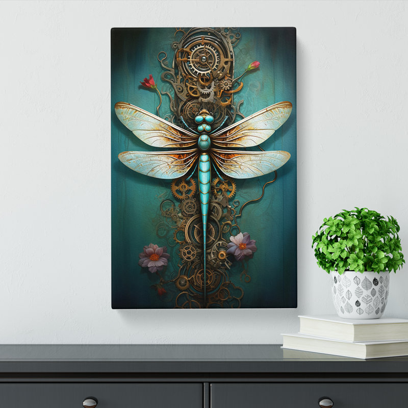 Dragonfly Romanticism Art - Wrapped Canvas, 50cm H x 35cm W x 3cm D