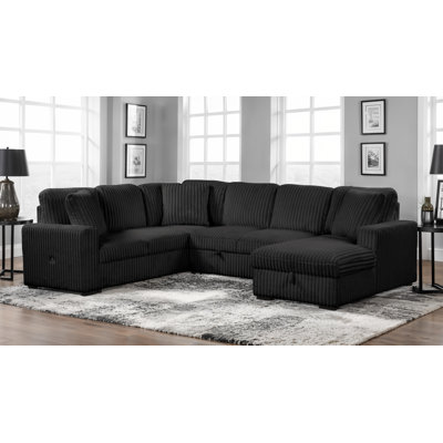 Grande Modern Style Sectional Sofa With USB-C, Sleeper Function & Storage Made With Wood In Cream(NJ INVENTORY)