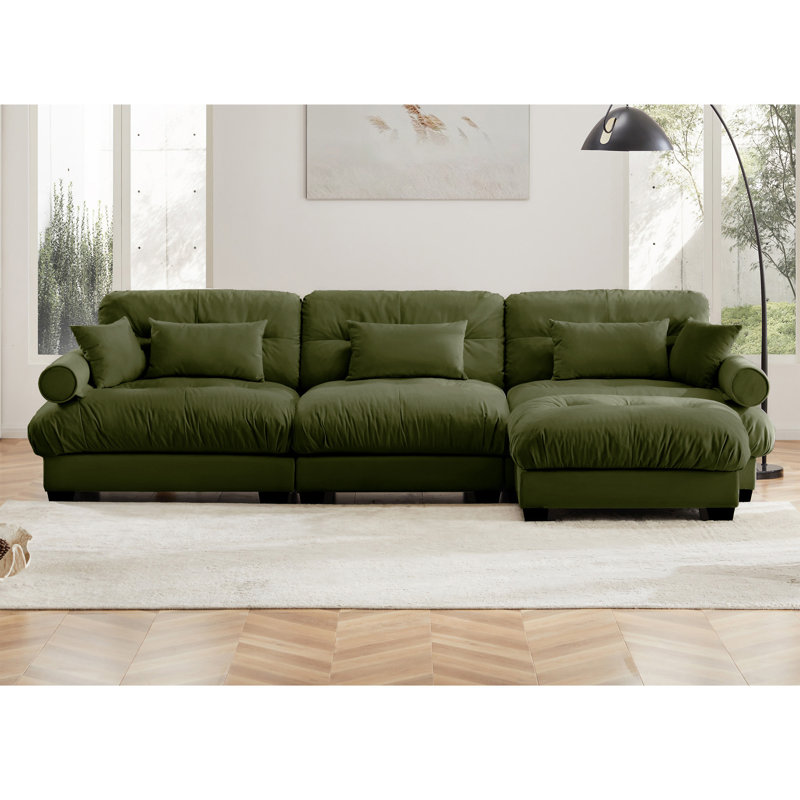 Super Comfort Oversized Modular Sectional Sofa Couch With Movable Ottoman,Corner Sectional With Bolstered Armrests, Deep Seat Cloud Couch, Convertible L Shaped Couch