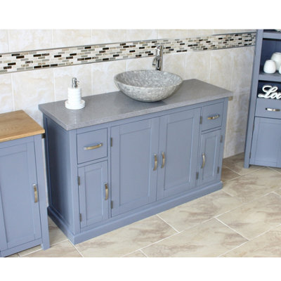 Santorini 1230mm Single Bathroom Vanity with Vessel Stone Basin