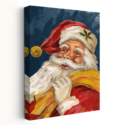 Santa On Dark Blue - Blue Christmas Dark Blue Faces