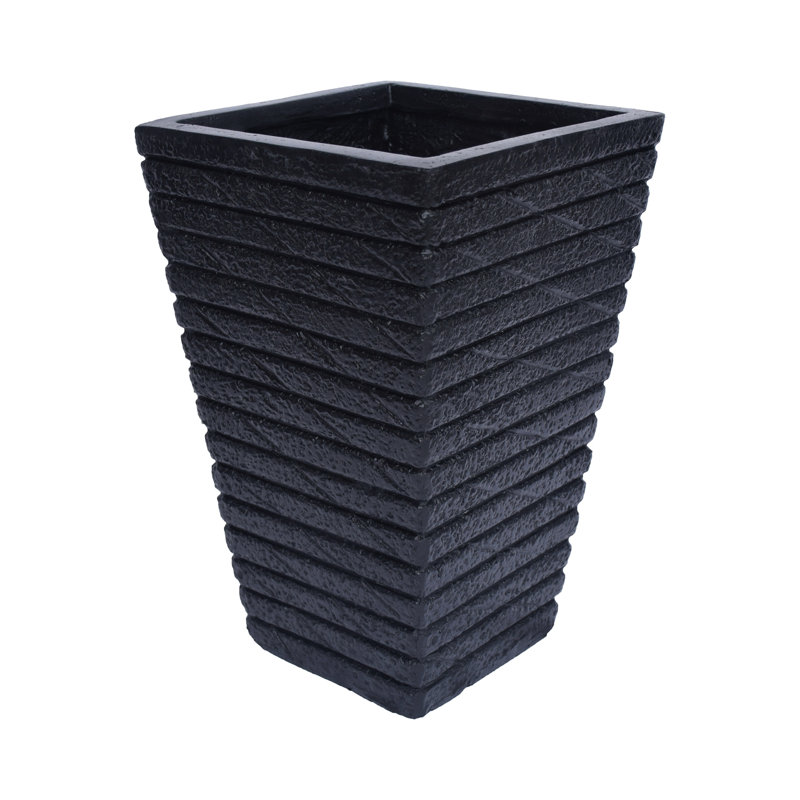 Black Magnesium Oxide Tapered Square Planter - 10.41 In. Width X 15.85 Height, For Home And Garden Decor, 9.82 Lb For Indoor Plants Width, Lb. Weight