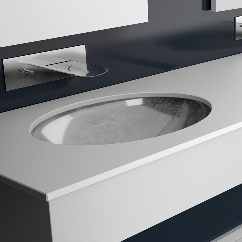 Lavabo de salle de bain ovale en cristal 15,3 po Maestro Bath Flou, Feuille d'argent