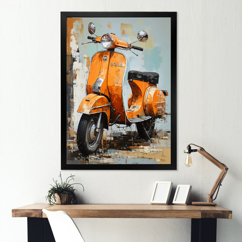 «Scooter Escape» sur toile, Cadre simple noir, H 32 po x l 24 po x P 1 po