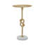 Table d'appoint dorée 13,8 x 13,8 x 24 po avec nœuds en corde et base en marbre blanc (table basse incluse)