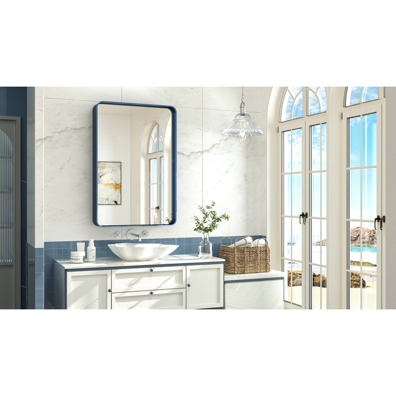 Miroir d'appoint Tyro, 36 po x 24 po, Bleu, Rectangulaire