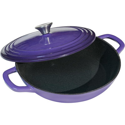2.25 Quart Enameled Cast Iron Braiser - Mini Shallow Pan for 1‑2 People, All Stovetops & Oven Safe