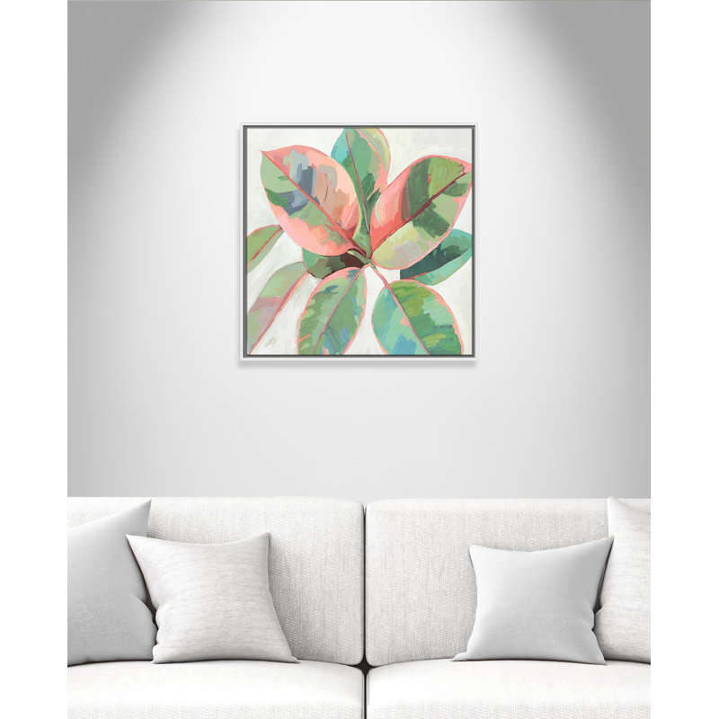 «Pink Ficus II», reproduction d'art, Toile blanche encadrée, H 25,5 po x l 25,5 po x P 2 po