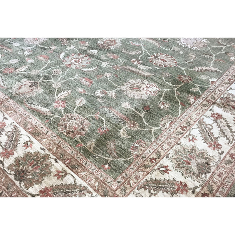Tapis vert noué à la main de haute qualité