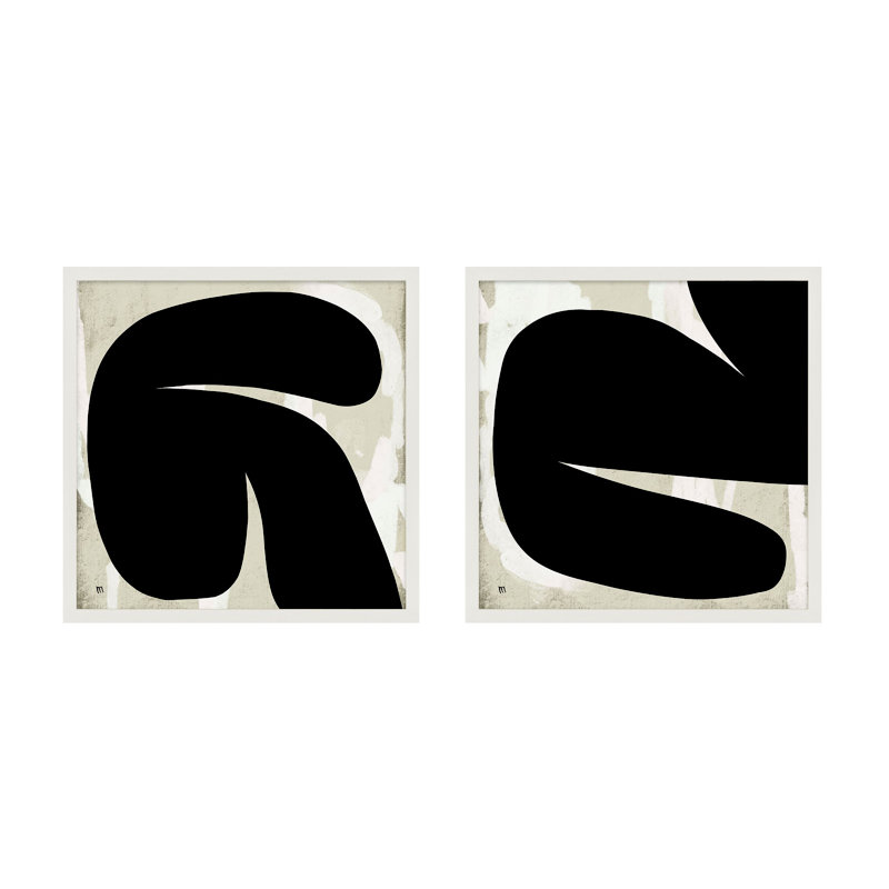 New Alphabet by StudioM - 2 Piece Picture Frame Painting Set, 24" H x 24" W x 1.25" D, White Framed