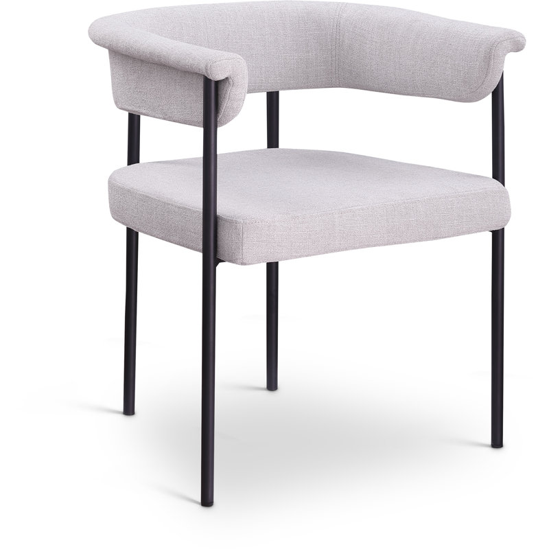 Chaise de salle à manger Malin, Tissu gris texturé en lin