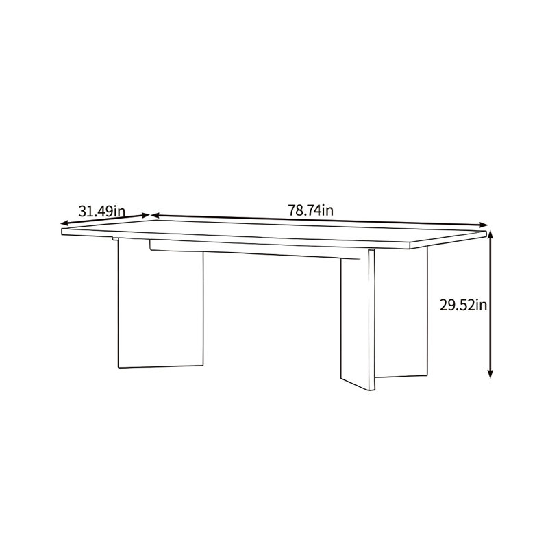Plain solid wood dining table, 29.52"H x 78.74"L x 31.49"W