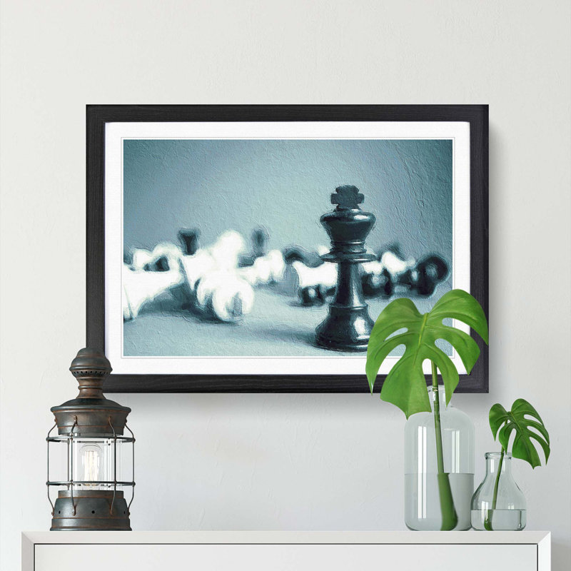 A Chess Battle - Framed Print, 33cm H x 45cm W x 2cm D, Black Framed
