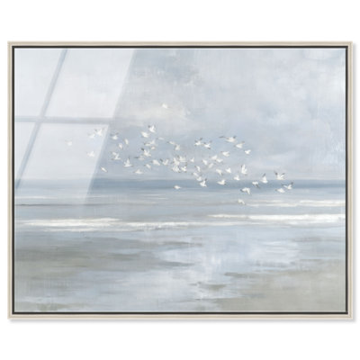 Décoration côtière argentée encadrée à imprimé acrylique par Art Remedy, cadre argenté, 36 x 30