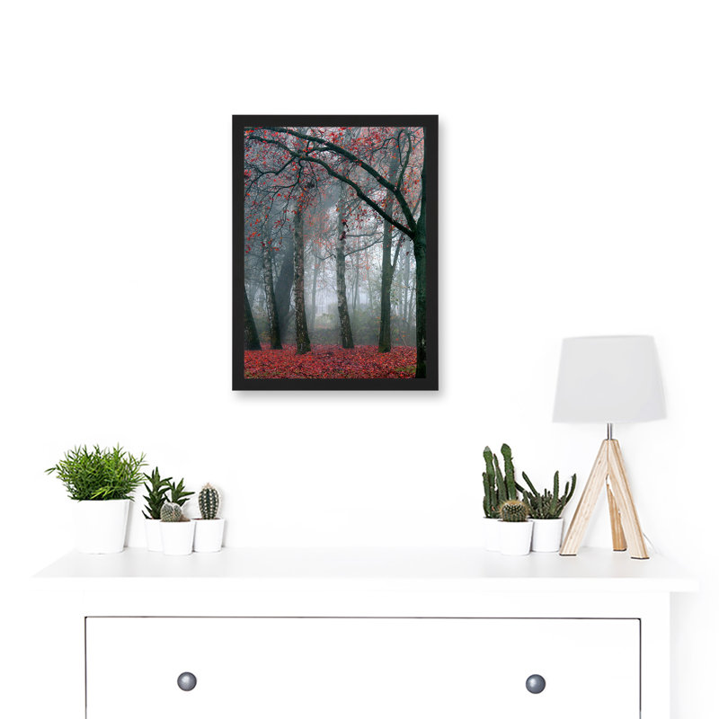 Nature Forest Tree Autumn Fall Beautiful Red 1 Piece Single Picture Frame Wall Art