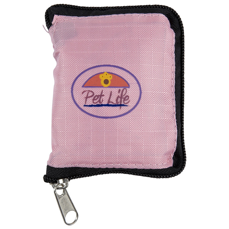 Pink Waterproof Collapsible Travel Pet Bowl with Zipper