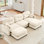 Canapé modulaire en U modulaire avec repose-pieds en chenille de qualité supérieure avec 2 coussins décoratifs et dossier capitonné en mousse haute densité facile à installer