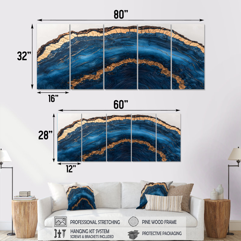 Hemsworth - Art mural cristaux - Décoration murale traditionnelle Tradit, H 32 po x l 80 po, 5