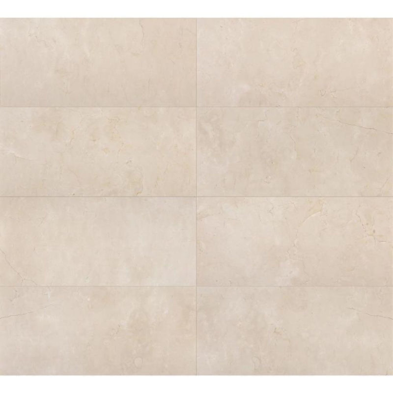 Carreau de sol et mur 12 po x 24 po, Crème Marfil verni
