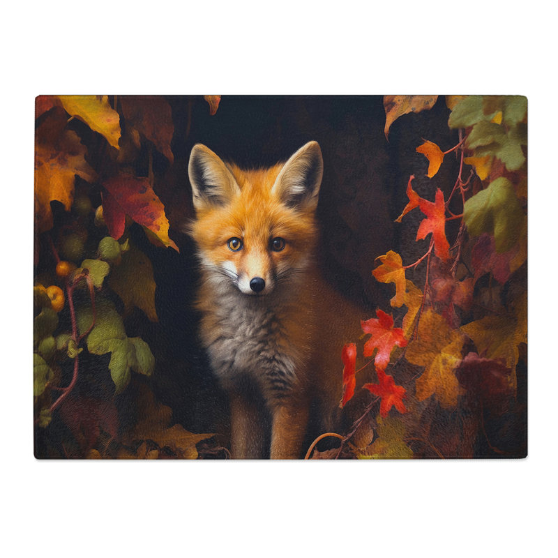 Fox Photograph 8K No.2  Glass Chopping Board