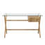 Kol Glass Top Metal Base Writing Desk