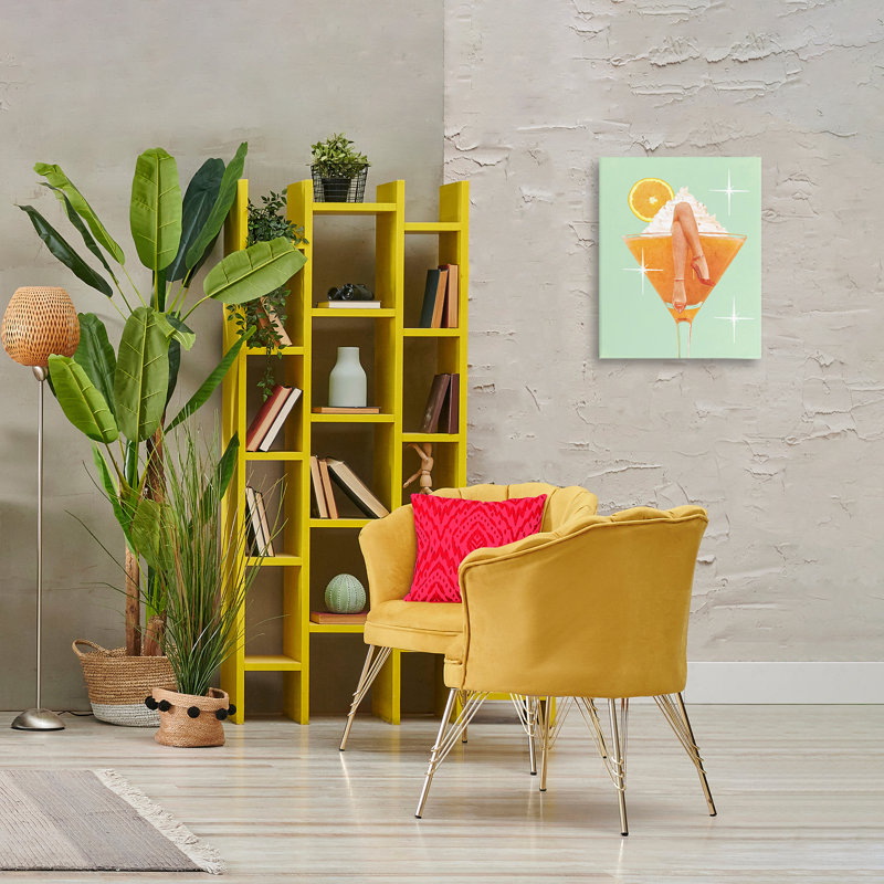 Art mural sur toile, "Crossed Legs Cocktail", par Lil 'Rue, H 20 po x l 16 po