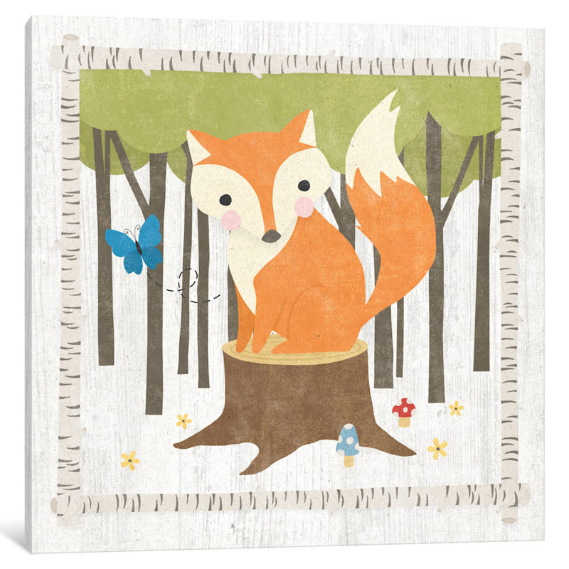 « fox », peinture sur toile tendue hideaway series, H 12 po x l 12 po x P 1,5 po, Toile tendue, Pas de tapis