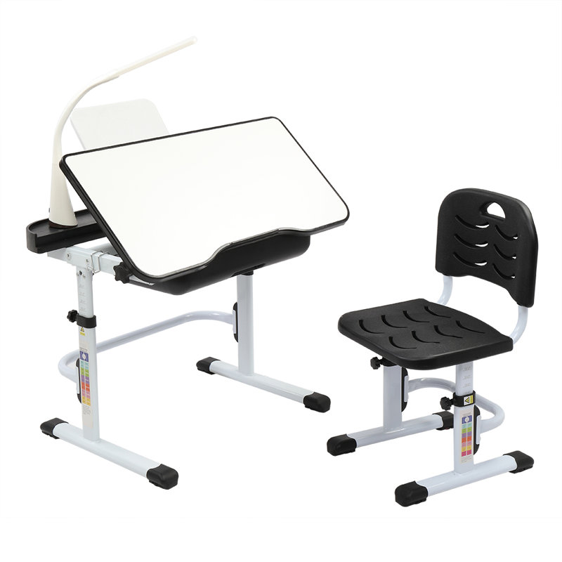 Ensemble de bureau d'écriture et de chaise pour enfants L 27,56 "Lymight, Noir