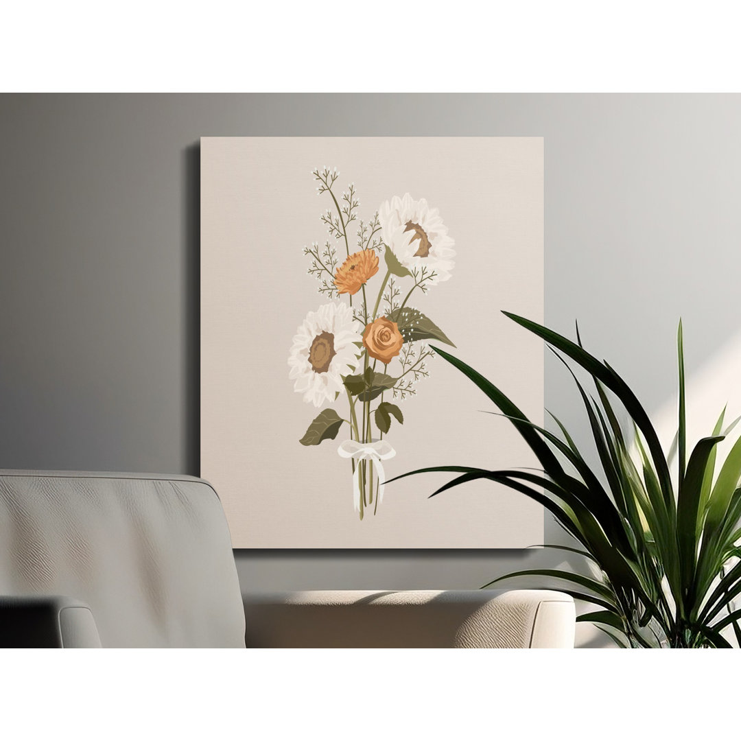 Floral Bouquet Canvas Wall Art, Sunflower Rose Print, Gallery Wrapped, Ready to Hang Canvas Print, Archival Quality, Modern Home Decor