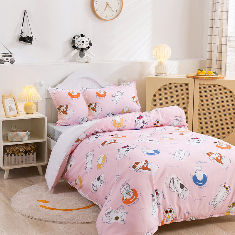 DONEUS Kids Duvet Cover Set,Cartoon Printed Microfiber 3 Pieces Bedding Set with 2 Pillowcases Comforter Cover