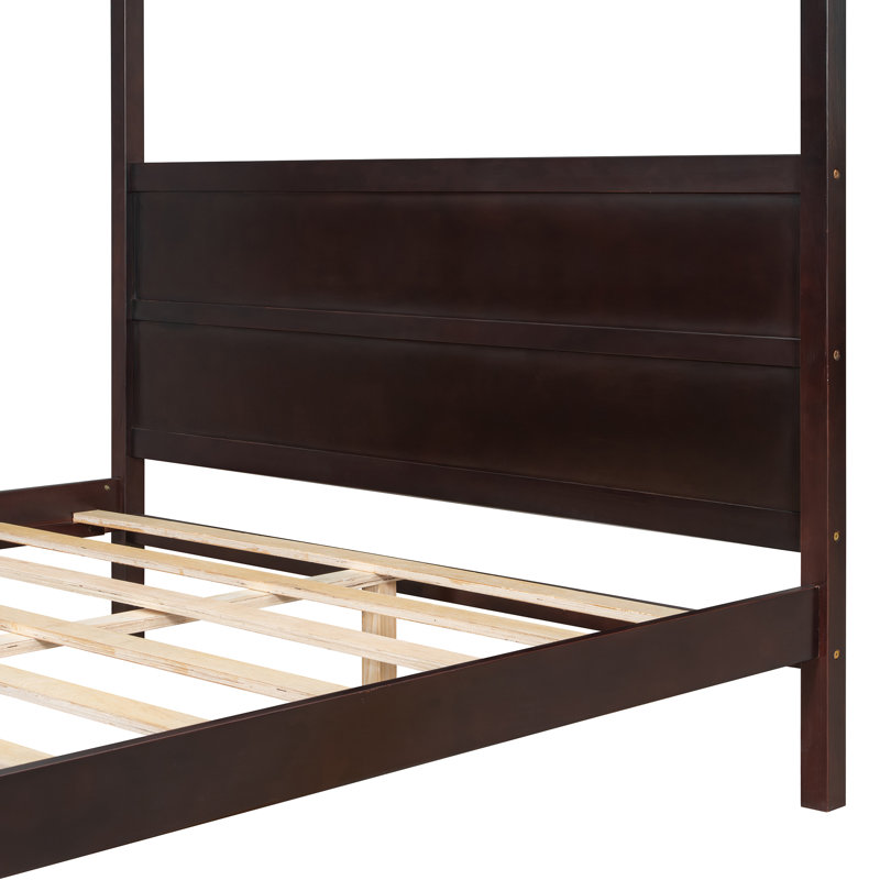 Queen Canopy Bed With Headboard and Footboard, Espresso	