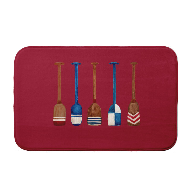 Tapis de bain peint Stella OAR, l 17 po x L 24 po, Rouge