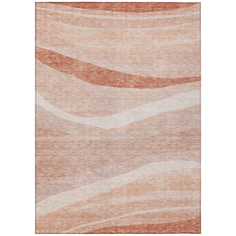 Tapis d'extérieur lavable abstrait saumon et rose 3 pi x 5 pi