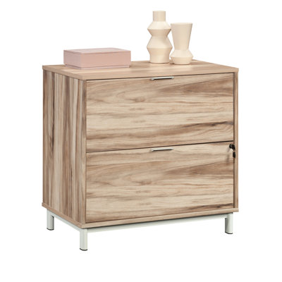 Classeur latéral au fini bois, 2 tiroirs pour le rangement organisé, durabilité de la surface, bureau à domicile adapté, agencement, verrouillage, tiroir inférieur verrouillé, 31,16 po x 19,9 po, 29,73 po, assemblé