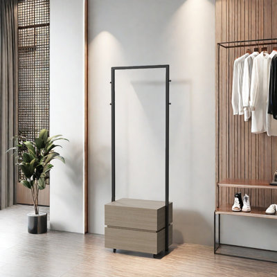 Durable Wooden Coat Rack with Noise-Free Drawers