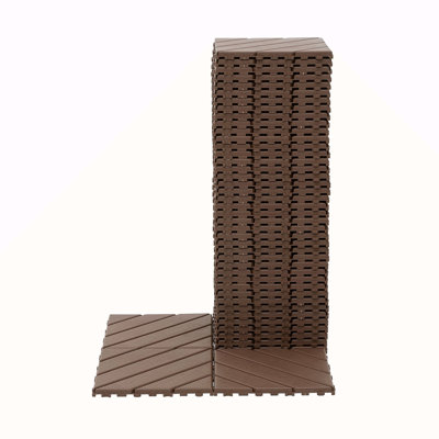 Carreaux de terrasse en plastique emboîtables, paquet de 44 tuiles de patio, 12 po x 12 po, imperméable à l'eau pour utilisation extérieure, tuiles de patio pour terrasse de piscine