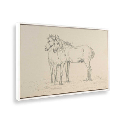 "Deux chevaux debout ensemble" par Jean Bernard, reproduction d'art sur toile