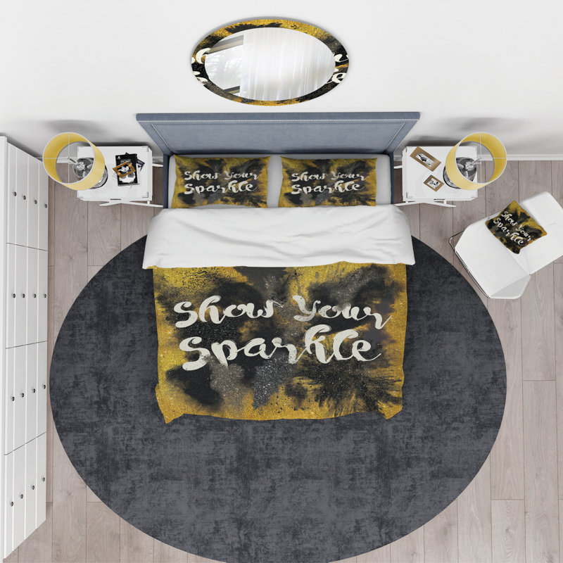 Ensemble de housse de couette show your sparky quote, Housse simple + 1 taie décorative