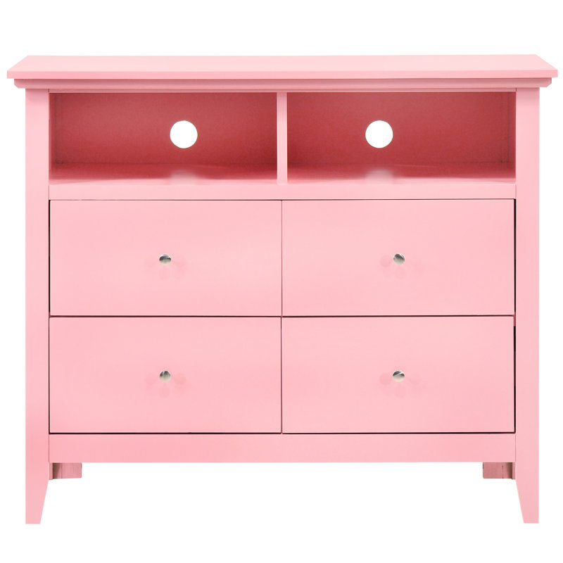 Console média Glory Furniture G5404 rose avec tout - placages en bois véritable, tiroirs à queue robuste, entièrement assemblés, placages de placard nickelé ternis plaqués, unité assemblée, ornement