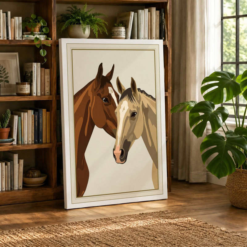 Companions in Profile Realistic - Wrapped Canvas, 36x24 - 91.4 x 61.0 cm, Taupe Border