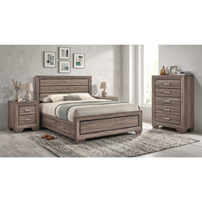 Keaton Dark Cocoa Queen 4-Piece Bedroom Set, Espresso, 4 Pcs: Bed, Chest, 2 Nightstands