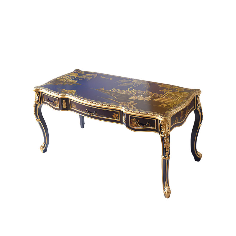 Bureau rectangulaire 62,99 "Mid-Century vintage bleu royal peint à la main