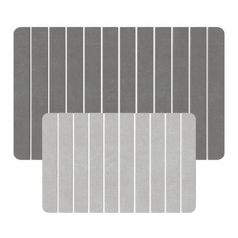 Diatomite Quick-dry Water-absorbing Bath Mat Set - Large + Medium Mats, Gray