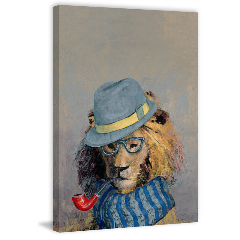 «Hipster Lion», reproduction d'art sur toile tendue, H 12 po x l 8 po x P 1,5 po