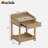 Retro Style Nightstand With 1 Drawer, An Open Shelf, Turned Legs And Metal Handles