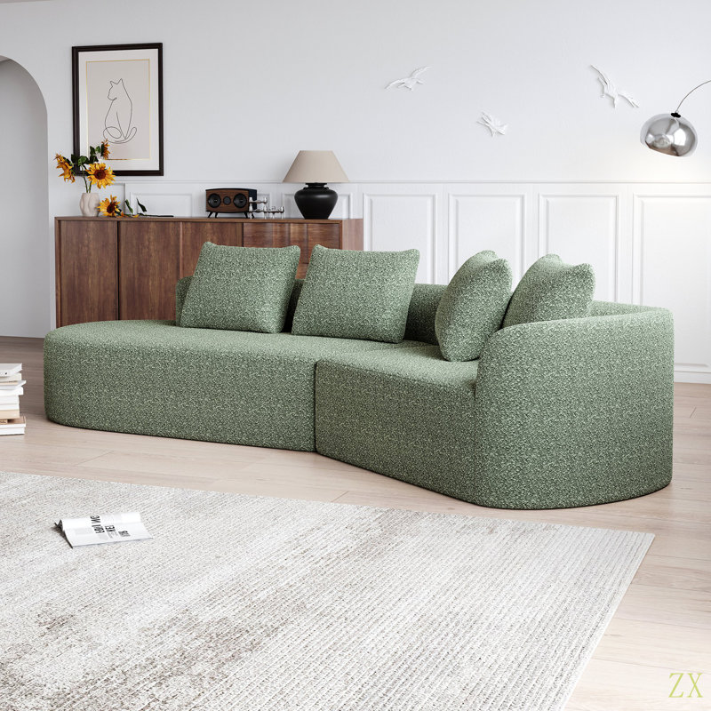 Canapé modulaire surdimensionné et rembourré Modern, Chenille verte
